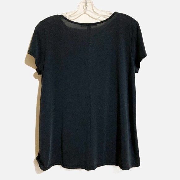 Miami Soft Knit Stretchy Criss Cross Detail Black Blouse. Size Large - Picture 2 of 4